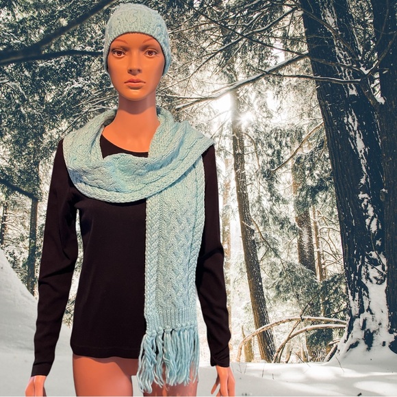 New York & Company Accessories - New York & Company Beanie Hat and Matching Scarf Set, Sky Blue | OS
